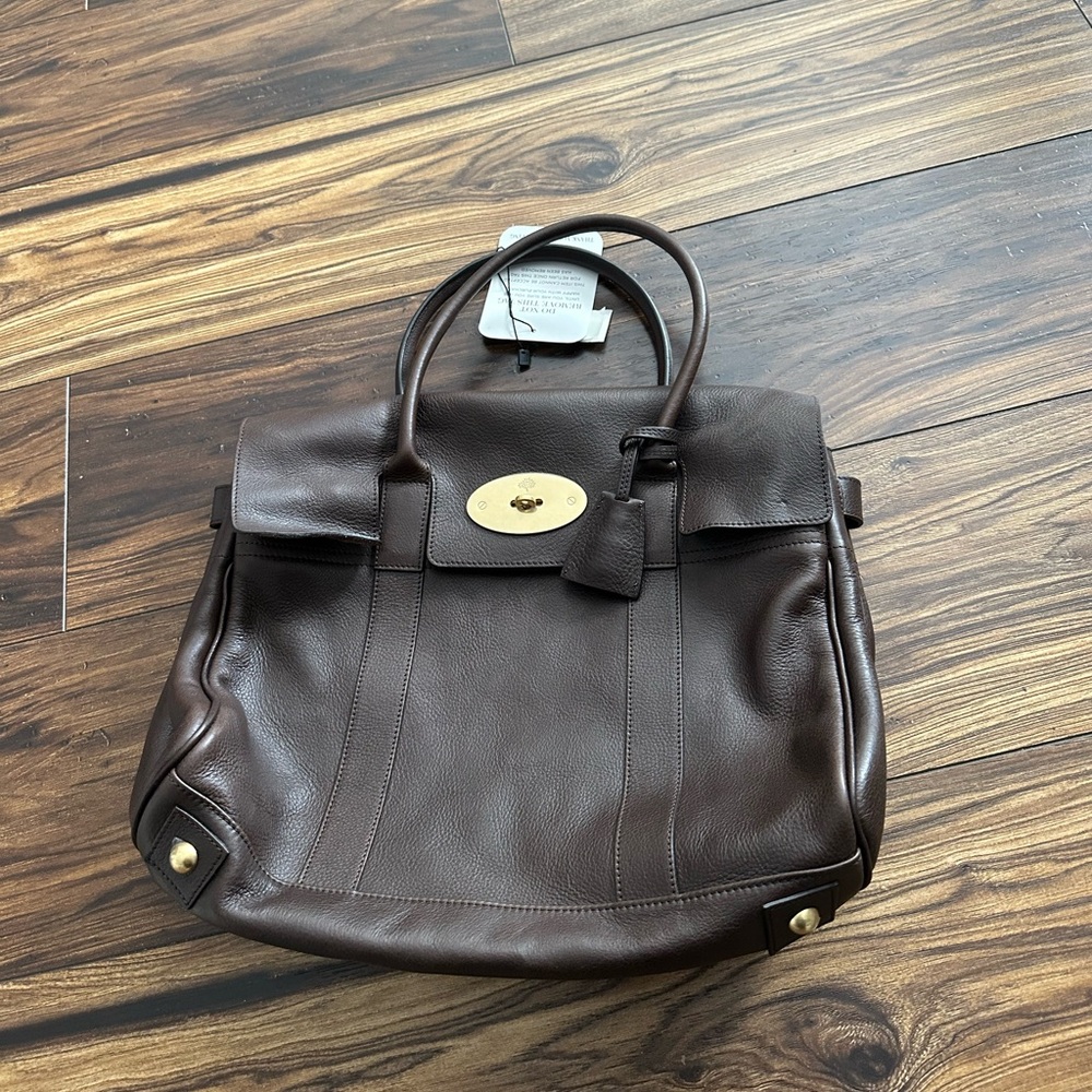 Mulberry bayswater dark brown leather handle bag